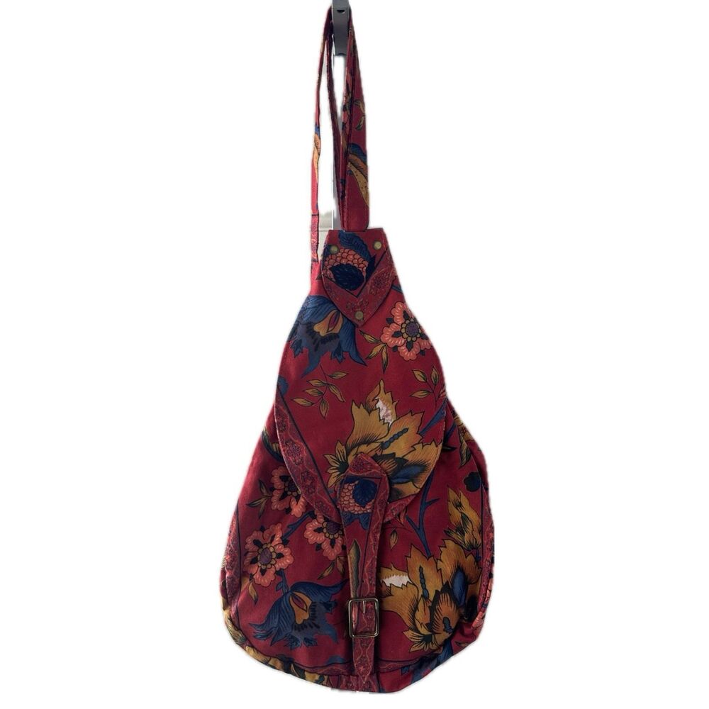 Handprint NYC/Seattle Vintage 100% Cotton Floral Sling Buckle Strap Backpack Bag